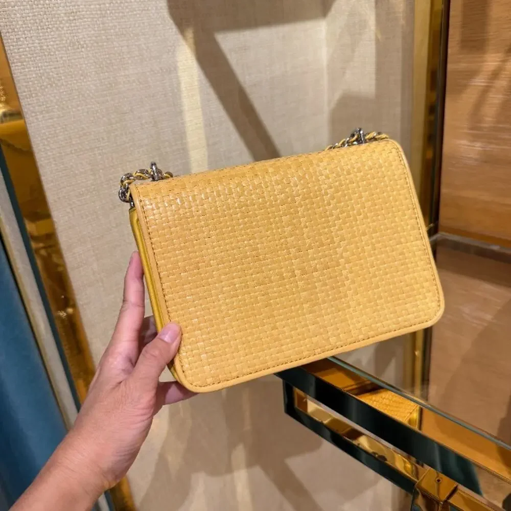NEW‼️Tory Burch Britten Woven Small Shoulder Bag 180210 $670 Dark Sun